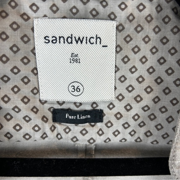 Sandwich Neutral Linen Open Front Longline Jacket Cardigan Size EU 36 Grey - Picture 5 of 16